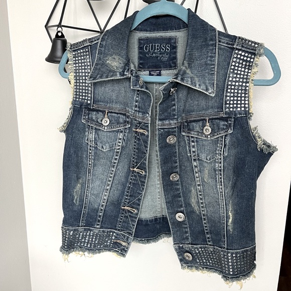 Guess Jackets & Blazers - Guess | Studded Festival Denim Vest